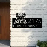 Custom Metal English Bulldog dog Puppy Metal Address Sign House number Hanging Address Plaque Yard Sign Outdoor decor