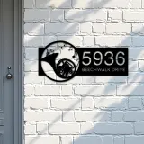 Custom Metal French horn musical instrument Metal Address Sign Custom House number Hanging Address Plaque Yard Sign Outdoor