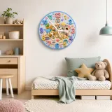 Cute Puppies and Kittens Kids Room Wall Clock
