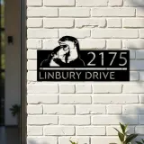 Custom Metal Cute otters couple Metal Address Sign, House number, Outdoor Number Signage, Yard Sign Address Plate
