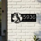 Custom Metal Kingfisher bird on tree branch Metal Address Sign Custom Hanging Address Plaque House number Yard Sign Outdoor