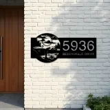 Custom Metal Golf club Golfer Metal Address Sign Custom House Number Hanging Address Plaque Yard Sign Outdoor Sign