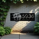 Custom Metal Christmas Santa Claus on sleigh reindeer Metal Address Sign, House number, Outdoor Number Signage, Yard Sign Address Plate