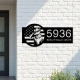 Custom Metal US Army Salute American Soldier US flag Metal Address Sign House number Hanging Address Plaque Yard Sign Outdoor
