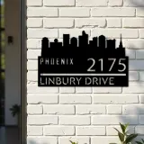 Custom Metal Phoenix city skyline Metal Address Sign Hanging Address Plaque house number Yard Outdoor Sign