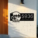 Custom Metal Lake scene adirondack chair Metal Address Sign House number Hanging Address Plaque Yard Sign Outdoor
