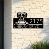 Custom Metal Boxer dog cute puppy Metal Address Sign House number Hanging Address Plaque Yard Sign Outdoor decor