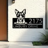 Custom Metal Rat Terrier Dog Cute puppy Metal Address Sign House number Hanging Address Plaque Yard Sign Outdoor decor