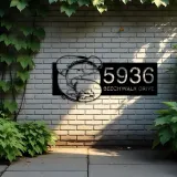 Custom Metal Trevally fishing rod bait hook Metal Address Sign, House number, Outdoor Number Signage, Yard Sign Address Plate