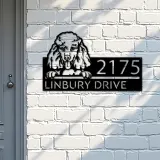 Custom Metal Poodle dog Cute puppy Metal Address Sign House number Hanging Address Plaque Yard Sign Outdoor decor