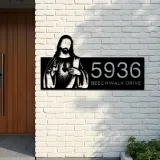 Custom Metal Jesus Christ Christian God Metal Address Sign, House number, Outdoor Number Signage, Yard Sign Address Plate
