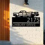 Custom Metal Old car Metal Address Sign, House number, Outdoor Number Signage, Yard Sign Address Plate