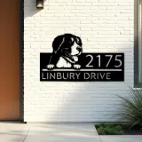 Custom Metal Big mountain dog Puppy Metal Address Sign House number Hanging Address Plaque Yard Sign Outdoor decor