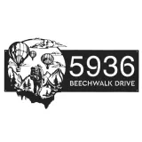 Custom Metal Hot Air Balloon Sky Adventure Travel Metal Address Sign, House number, Outdoor Number Signage, Yard Sign Address Plate