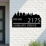 Custom Metal Oakland city skyline Metal Address Sign Hanging Address Plaque house number Yard Outdoor Sign