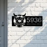 Custom Metal Cow heifer farmhouse farm animal ranch Metal Address Sign, House number, Outdoor Number Signage, Yard Sign Address Plate