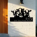 Custom Metal Cows Farmhouse ranch animals Metal Address Sign, House number, Outdoor Number Signage, Yard Sign Address Plate