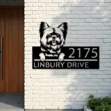 Custom Metal Yorkshire Terrier dog Puppy Metal Address Sign House number Hanging Address Plaque Yard Sign Outdoor decor