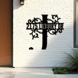 Custom Metal Floral Monogram Split Letter J Metal Address Sign House number Hanging Address Plaque Yard Sign Outdoor decor