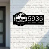 Custom Metal Palm Beach scene Metal Address Sign, House number, Outdoor Number Signage, Yard Sign Address Plate