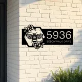 Custom Metal Bee on floral frame Metal Address Sign Custom House Number Hanging Address Plaque Yard Sign Outdoor Sign