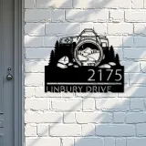 Custom Metal Camera mountain scene photography Metal Address Sign, House number, Outdoor Number Signage, Yard Sign Address Plate