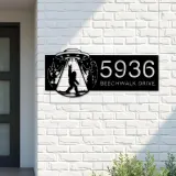 Custom Metal Bigfoot Sasquatch UFO Metal Address Sign, House number, Outdoor Number Signage, Yard Sign Address Plate