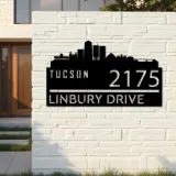 Custom Metal Tucson city skyline Metal Address Sign Hanging Address Plaque house number Yard Outdoor Sign