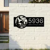 Custom Metal Greeting Santa with Presents Metal Address Sign, House number, Outdoor Number Signage, Yard Sign Address Plate