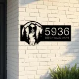 Custom Metal Dog mountain scene Metal Address Sign, House number, Outdoor Number Signage, Yard Sign Address Plate
