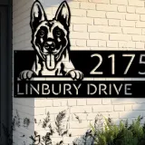 Custom Metal Belgian Malinois dog cute puppy Metal Address Sign House number Hanging Address Plaque Yard Sign Outdoor decor