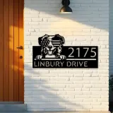 Custom Metal Australian Shepherd dog US glasses Metal Address Sign House number Hanging Address Plaque Yard Sign Outdoor decor