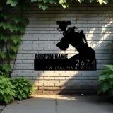 Custom Metal Football Player Custom Name Metal Address Sign, House number, Outdoor Number Signage, Yard Sign Address Plate
