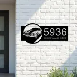 Custom Metal Sport car Metal Address Sign Custom House number Hanging Address Plaque Yard Sign Outdoor