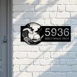 Custom Metal Waves Metal Address Sign, House number, Outdoor Number Signage, Yard Sign Address Plate