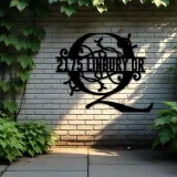 Custom Metal Floral Monogram Split Letter Q Metal Address Sign House number Hanging Address Plaque Yard Sign Outdoor decor