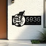 Custom Metal American soldier holding US flag Metal Address Sign, House number, Outdoor Number Signage, Yard Sign Address Plate