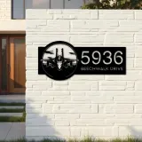 Custom Metal Jet fighter airplane US Airforce Metal Address Sign Custom House number Hanging Address Plaque Yard Sign Outdoor