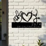 Custom Metal Peace love nursing Nurse Metal Address Sign, House number, Outdoor Number Signage, Yard Sign Address Plate