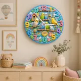 Playful Pet Birds and Parakeets Kids Room Wall Clock