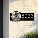 Custom Metal Floral microphone Musical notes Metal Address Sign, House number, Outdoor Number Signage, Yard Sign Address Plate