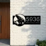 Custom Metal Grizzly bear Metal Address Sign, House number, Outdoor Number Signage, Yard Sign Address Plate002
