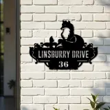 Custom Metal Cute Fox Wild animal wildlife Metal Address Sign, House number, Outdoor Number Signage, Yard Sign Address Plate