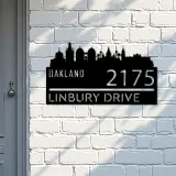 Custom Metal Oakland city skyline Metal Address Sign Hanging Address Plaque house number Yard Outdoor Sign