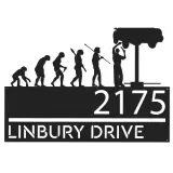Custom Metal Mechanic evolution handyman Metal Address Sign, House number, Outdoor Number Signage, Yard Sign Address Plate