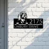 Custom Metal Bearded collie dog Puppy Metal Address Sign House number Hanging Address Plaque Yard Sign Outdoor decor
