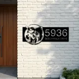 Custom Metal Bass fishing rod bait hook Metal Address Sign, House number, Outdoor Number Signage, Yard Sign Address Plate