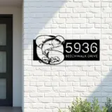 Custom Metal Trevally fishing rod bait hook Metal Address Sign, House number, Outdoor Number Signage, Yard Sign Address Plate