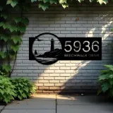 Custom Metal Lighthouse Metal Address Sign, House number, Outdoor Number Signage, Yard Sign Address Plate001