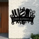 Custom Metal Barbershop Hair Stylist Barber Metal Address Sign, House number, Outdoor Number Signage, Yard Sign Address Plate